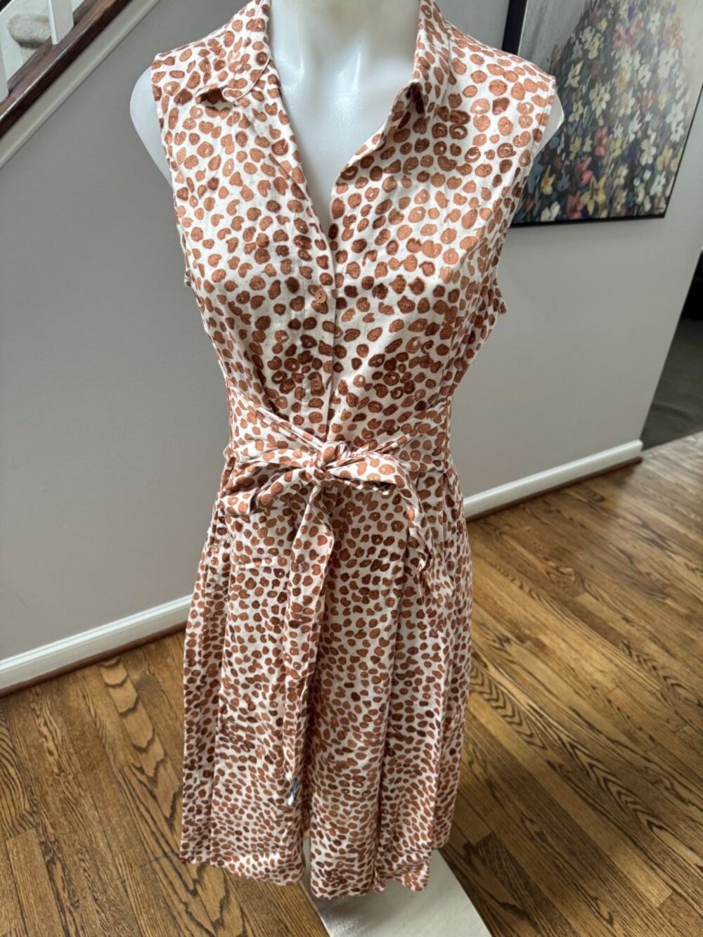 Nic+Zoe Copper Kiss Midi Shirtdress Cheetah Leopard Print Medium - Picture 2 of 3